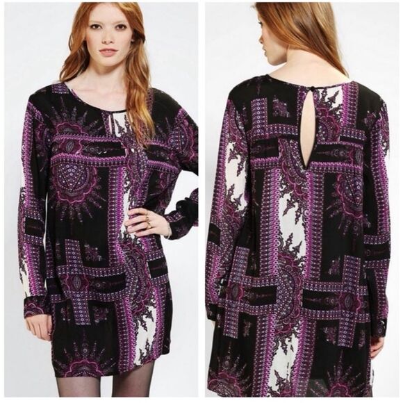 Minx Pink Urban Outfitters Sz XS Dress Shift Whimsy goth Fall Purple and Black - Picture 8 of 8